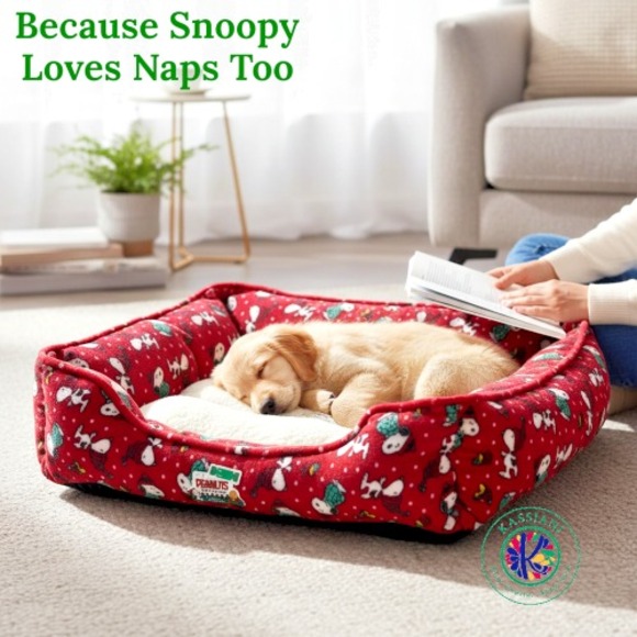 Peanuts Other - Peanuts Snoopy Christmas Cozy Pet Bed 22"x19" | Small Dog & Cat Holiday Gift